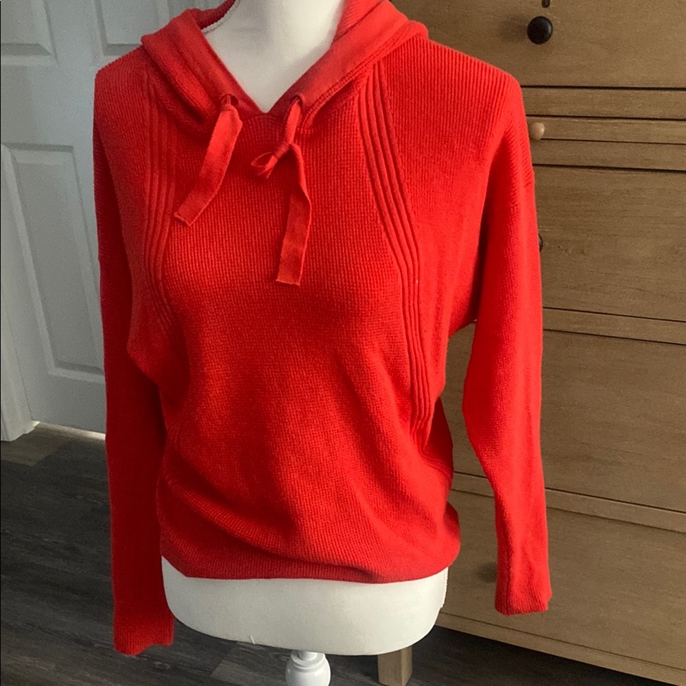 Pixie waffle hooded Red Knit sweater